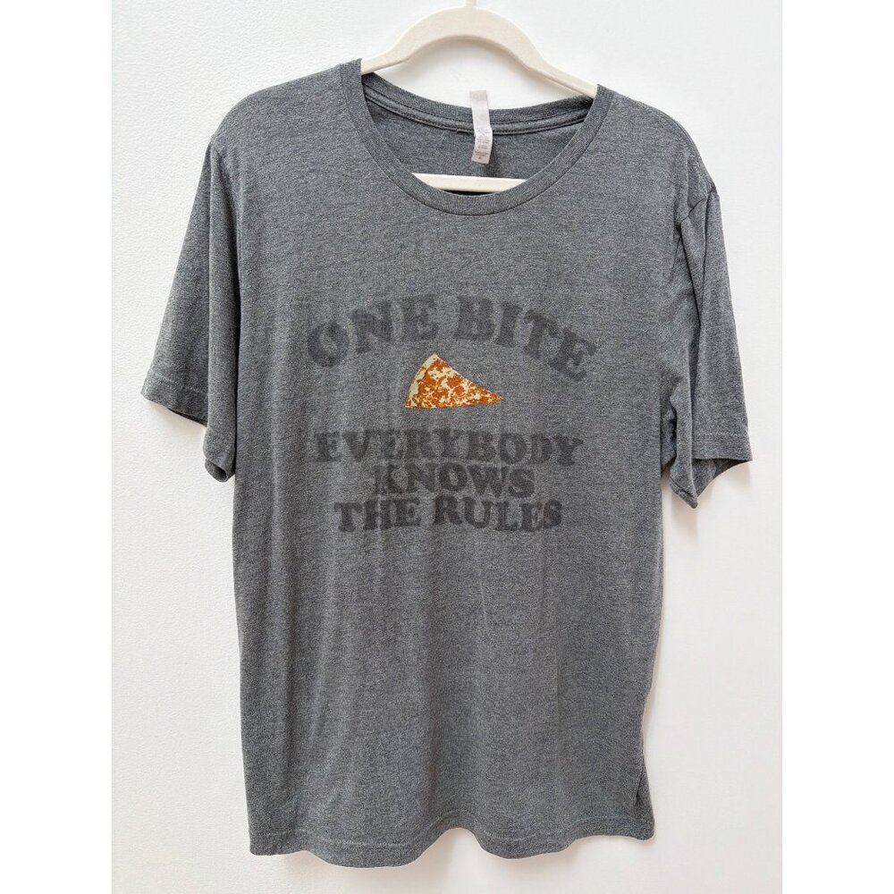 One Bite Everybody Knows the Rules Pizza T-Shirt Barstool Sports Short Sleeve Un